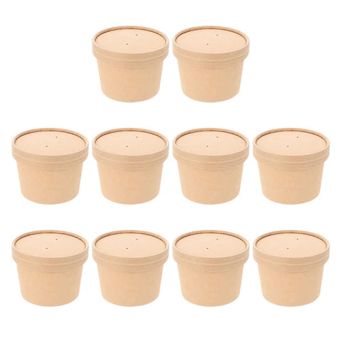 Kraft Bowl with Lid 110ml, 50Pcs – Compact Kraft Paper Bowl, Secure Lid, Ideal for Small Servings – Ice Cream Packaging | Perfect for Sampling and Desserts