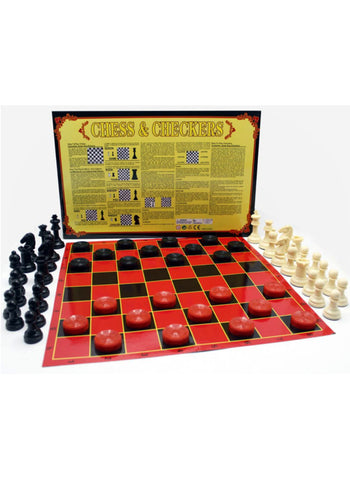 Chess & Checkers Classic Game – 2 in 1 - Timeless Strategy Games, Portable & Durable | Perfect for Home & Travel