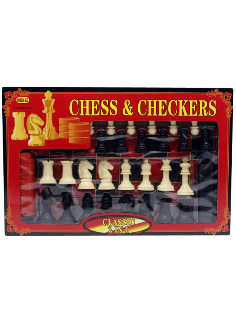 Chess & Checkers Classic Game – 2 in 1 - Timeless Strategy Games, Portable & Durable | Perfect for Home & Travel