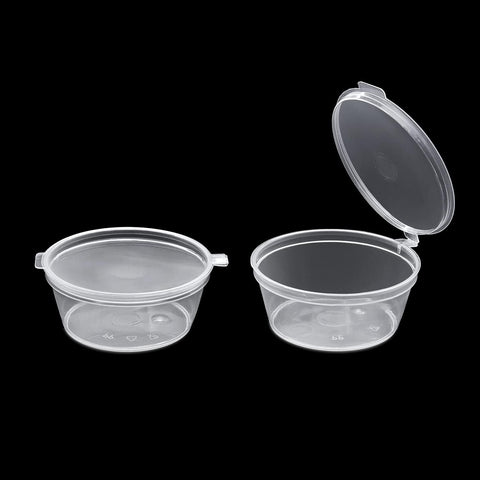 Sauce Cup with Attached Lid – 2 oz Plastic Disposable Sauce Cups with Lid | Ideal for Sauces, Dips & Takeaways