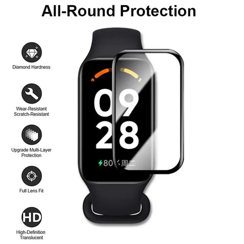 3D Soft Screen Protector for Xiaomi Mi Band 8 Active – Pack of 2 – Flexible Protection, Scratch-Resistant, Easy to Apply | Essential for Xiaomi Mi Band 8 Active