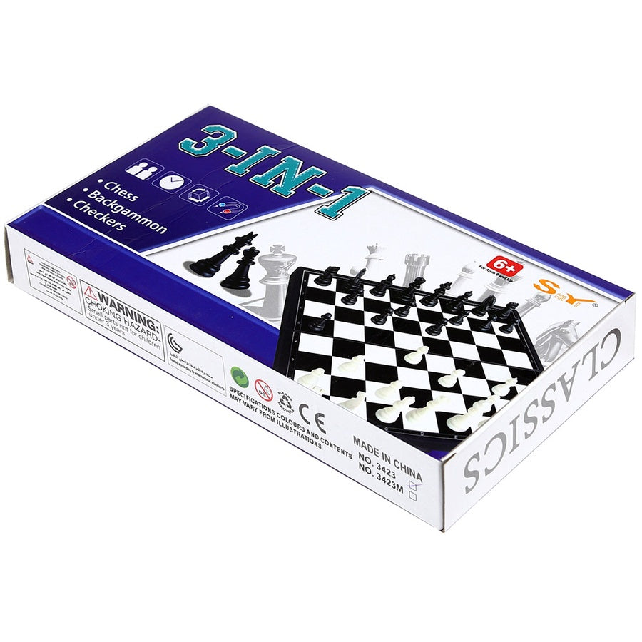 Chess Game 3 In 1 – Multi-Game Set, Strategy and Skill, Family Fun – Board Game | Play Chess, Checkers, And Backgammon