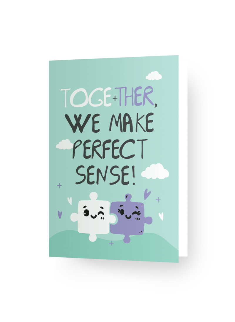 Paper Hugs "Toge+ther We Make Perfect Sense!" – Sweet & Quirky Greeting Card for Love & Friendship