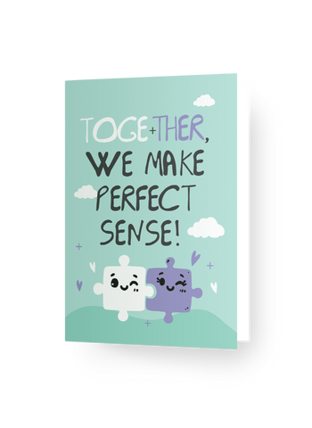 Paper Hugs "Toge+ther We Make Perfect Sense!" – Sweet & Quirky Greeting Card for Love & Friendship