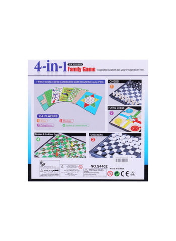 Family Game 4 In 1 – Chess, Checkers, Ladders, and Flying Chess – Multi-Game Set | Fun for the Whole Family