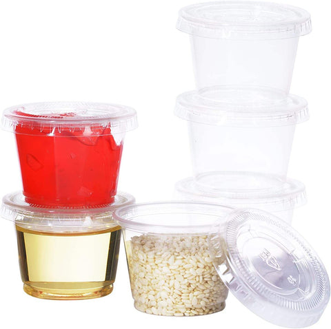 Sauce Cups P4 – 4 oz Plastic Disposable Sauce Cups | Ideal for Sauces, Dips & Takeaway Packaging