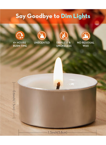 Tea Lights – 50 Pcs, Long-Burning, High-Quality, Safe – Ideal for Events and Relaxation | Reliable and Convenient