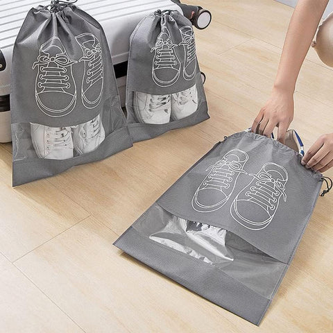 Shoe Storage Bag 5Pcs Set With Thickened Non-Woven Fabric Strap Mouth – Large Capacity, Waterproof, Moistureproof – Closet Organizer | Perfect for Protecting Shoes