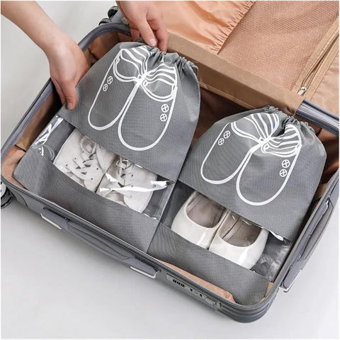 Shoe Storage Bag 5Pcs Set With Thickened Non-Woven Fabric Strap Mouth – Large Capacity, Waterproof, Moistureproof – Closet Organizer | Perfect for Protecting Shoes