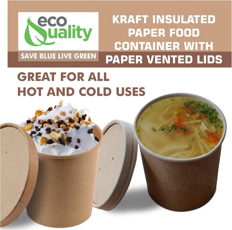 Kraft Bowl with Lid 750ml, 50Pcs – Eco-Friendly Kraft Paper, Secure Lid, Ideal for Medium to Large Portions – Ice Cream Packaging | Great for Deli Takeout