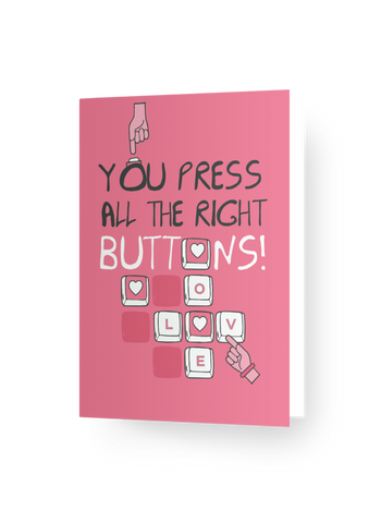 Paper Hugs "You Press All The Right Buttons, LOVE!" – Adorable & Tech-Inspired Greeting Card for Couples