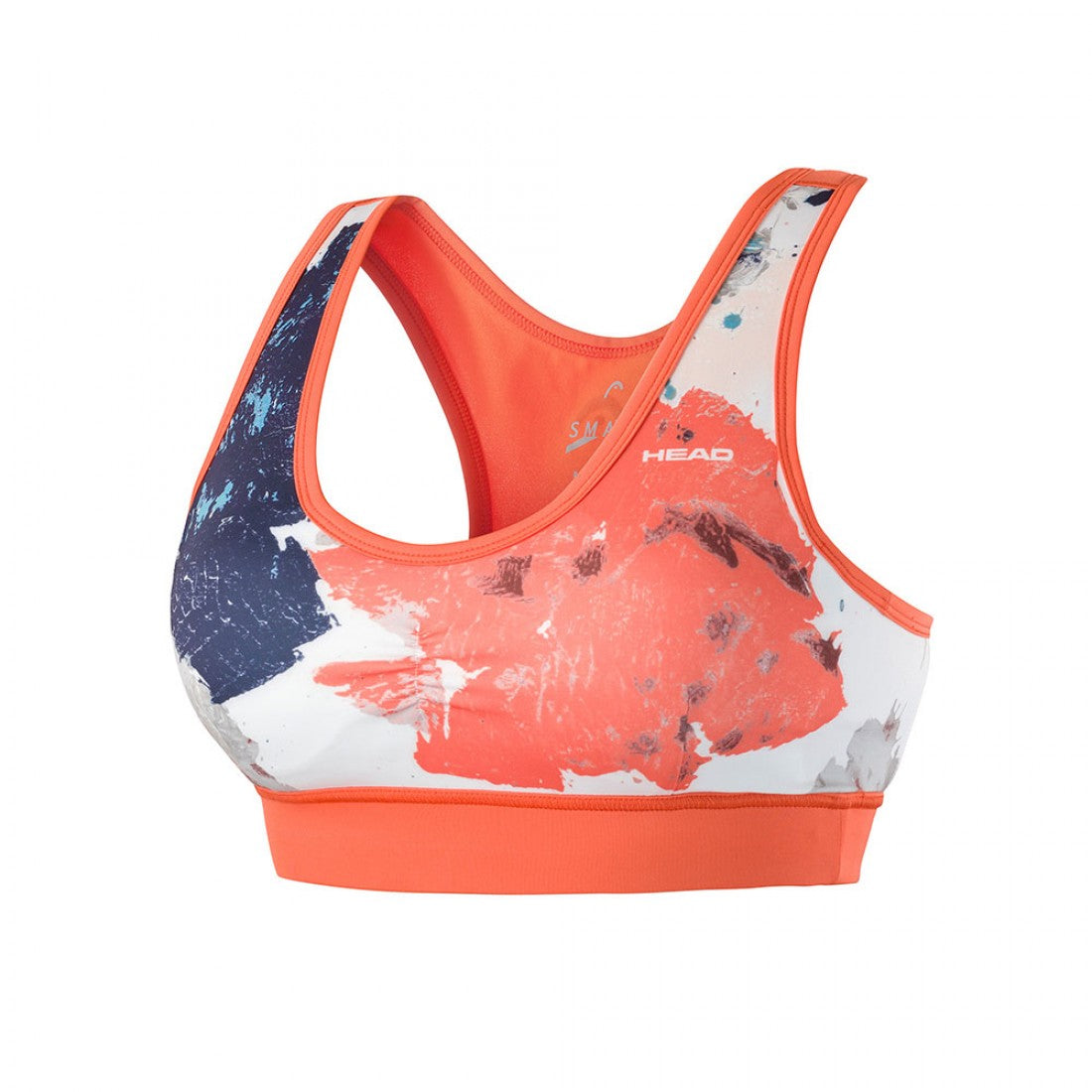 Head Vision Graphic Sports Bra for Women - Coral, Stylish Performance Wear with Removable Cups & Breathable Fabric