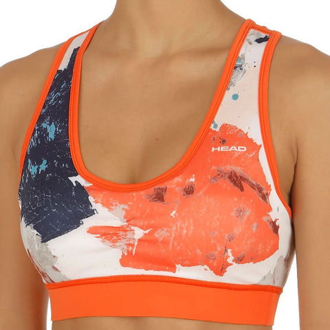 Head Vision Graphic Sports Bra for Women - Coral, Stylish Performance Wear with Removable Cups & Breathable Fabric