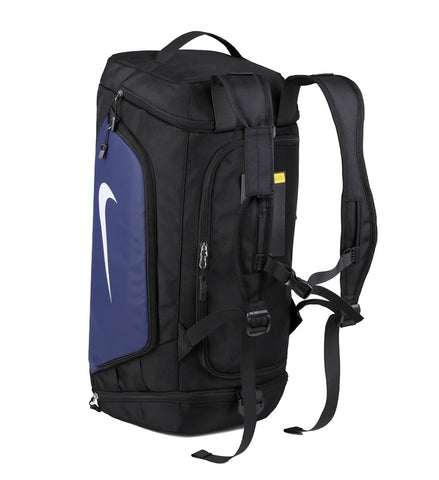 Nike Brasilia Gym Duffel Bags – Black/Blue, Spacious, Durable, Adjustable Straps – Ideal for Sports Gear