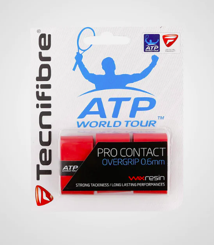 Tecnifibre Contact Pro Red – Racket Overgrip – Comfortable, Sweat Absorbent, Long-Lasting – Ideal for Tennis and Squash