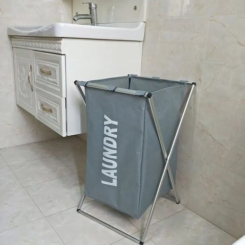 AJF Foldable Laundry Hamper – Metal Frame – 30 L x 35 W x 50 H cm – Laundry Baskets | Home & Kitchen