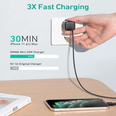 Aukey Omnia Mini 20W USB C PD Charger PA-B1 BLACK – Compact Design, Fast Charging, Efficient Performance – Chargers & Cables | Ideal for Quick Charging