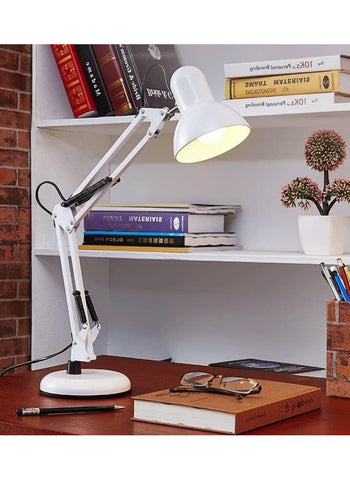 Adjustable Study Table Desk Lamp – Black Color, 2ft Flexible Metal Swing Arm, 360° Rotation, E27 Eye Protection | Ideal for Bedroom, Office, and Reading