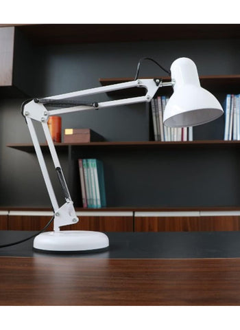 Adjustable Study Table Desk Lamp – Black Color, 2ft Flexible Metal Swing Arm, 360° Rotation, E27 Eye Protection | Ideal for Bedroom, Office, and Reading