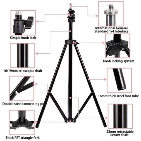 Aluminium Tripod Stand Adjustable Portable with Mobile Holder 7 Feet – Adjustable Height, Portable Design, Mobile Holder Included – Tripod Stand | Ideal for Vlogging and Photography