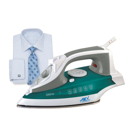 Anex 1025 Steam Iron – 2200W Powerful Iron with Adjustable Thermostatic & Swivel Control, Easy Fill Water Entrance – Garment Care