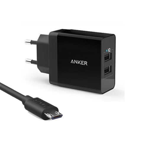 Anker 24W 2-Port USB Wall Charger And Micro USB 3ft Cable – Dual Ports, Includes Cable, Compact Design – Chargers & Cables | Ideal for Everyday Use