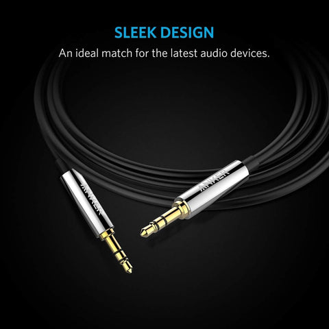 Anker 3.5 mm Male To Male Audio Cable Black – High-Quality Sound, Durable Construction, Flexible Design – Chargers & Cables | Ideal for Audio Devices