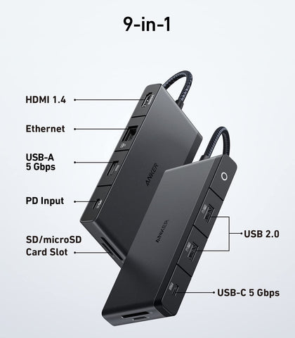 Anker 552 USB-C Hub – 9-in-1 USB-C Hub with 4K HDMI (Model: A8373H11) – USB Hub | Electronics