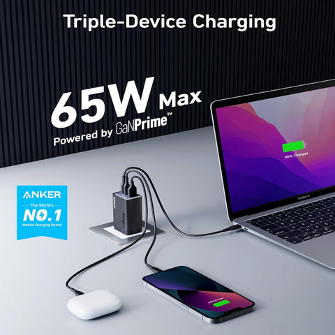 Anker 735 Charger GaNPrime 65W – High Power Output, Compact Design, GaN Technology – Chargers & Cables | Ideal for Efficient Charging