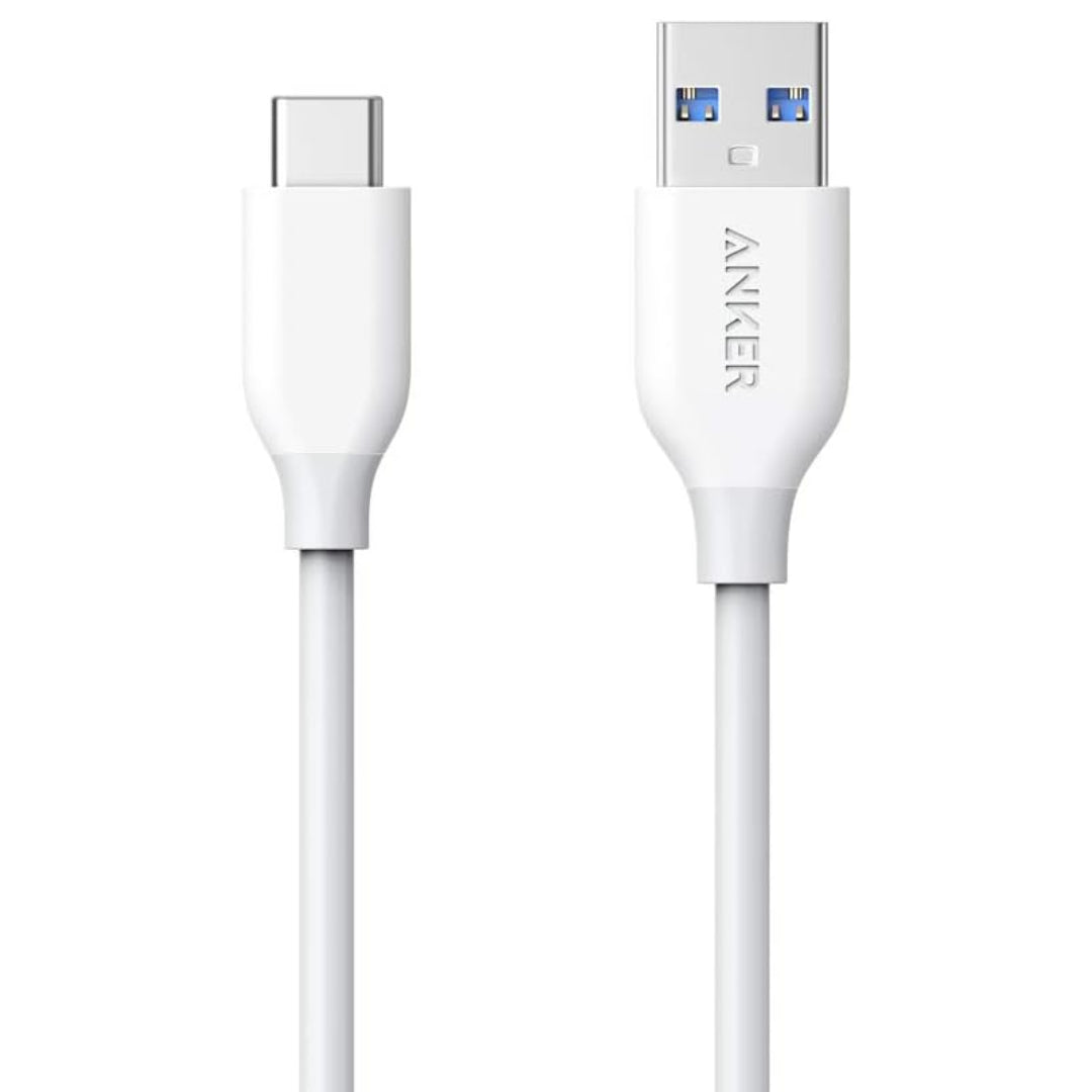 Anker PowerLine 3ft USB-C to USB 3.0 WHITE – High-Speed Data Transfer, Durable Build, Compact Design – Chargers & Cables | Ideal for USB-C Devices