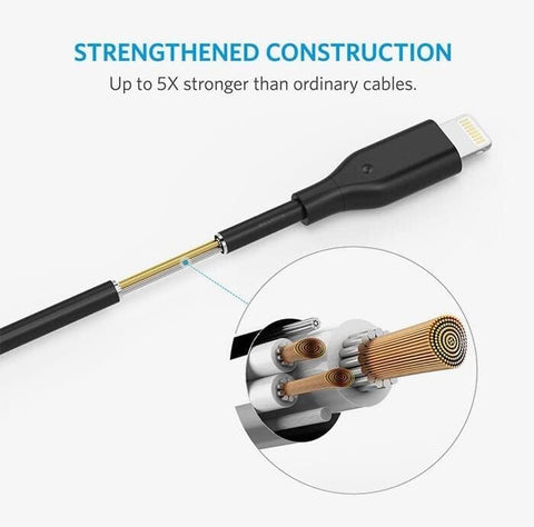 Anker PowerLine Select+ USB Cable With Lightning Connector 6ft – Fast Charging, Durable Build, Flexible Design – Chargers & Cables | Perfect for Apple Devices