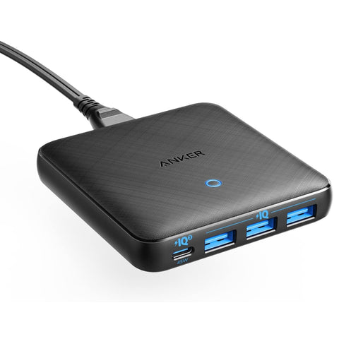 Anker PowerPort Atom III Slim Four Ports Black – Compact Design, High-Speed Charging, Four Ports – Chargers & Cables | Ideal for Multiple Device Charging