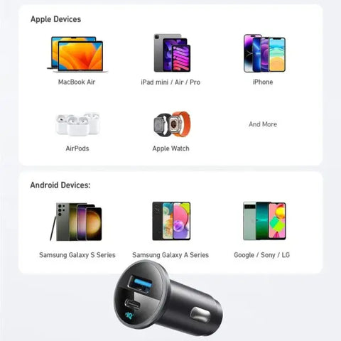 Anker 323 Car Charger USB-C & USB-A 2-Port A2735G11/H11