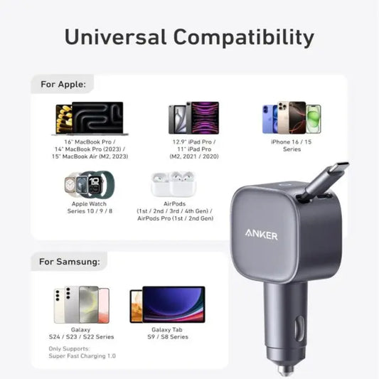 Anker Nano Car Charger 75w, USB-C Port A2738HA2