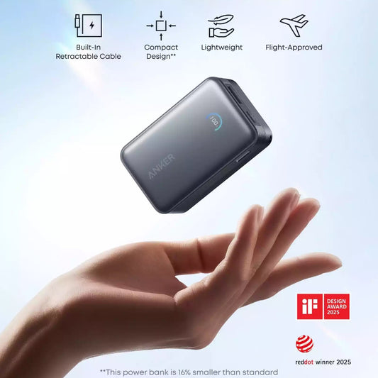 Anker Nano Power Bank 10,000mah with Retractable USB C Cable A1638H11