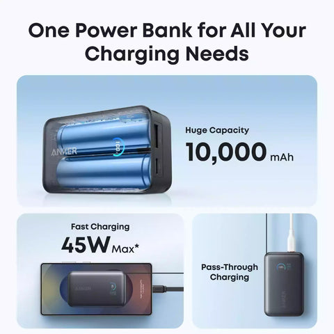 Anker Nano Power Bank 10,000mah with Retractable USB C Cable A1638H11
