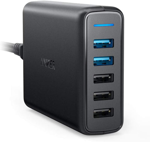 Anker PowerPort Speed 5 BLACK – High-Speed Charging, Compact Design, Five Ports – Chargers & Cables | Ideal for Multiple Devices