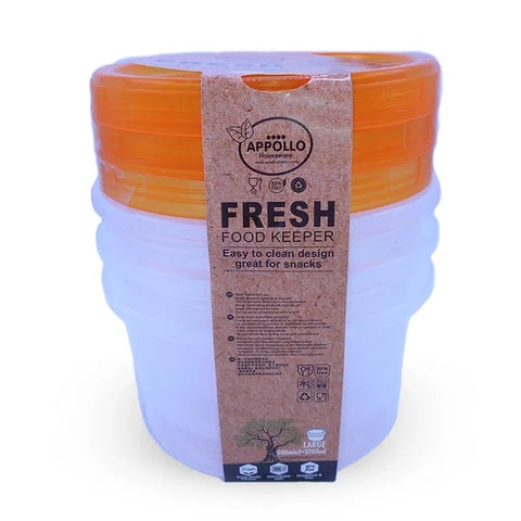 Apollo Fresh Food Containers (Pack of 6) – Airtight Seal, BPA-Free, Leak-Proof – Perfect for Everyday Use and Portion Control