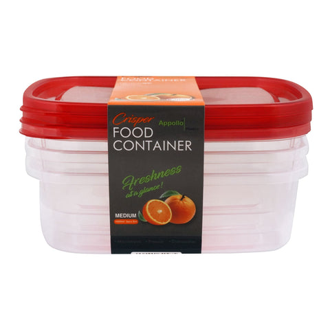 Appollo Crisper Food Containers – 3-Piece Sets in Various Sizes and Colors for Spacious, Airtight, and Stackable Food Storage Solutions