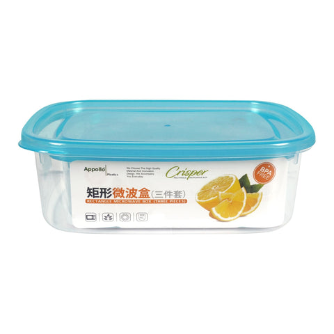 Appollo Crisper Food Containers – 3-Piece Sets in Various Sizes and Colors for Spacious, Airtight, and Stackable Food Storage Solutions