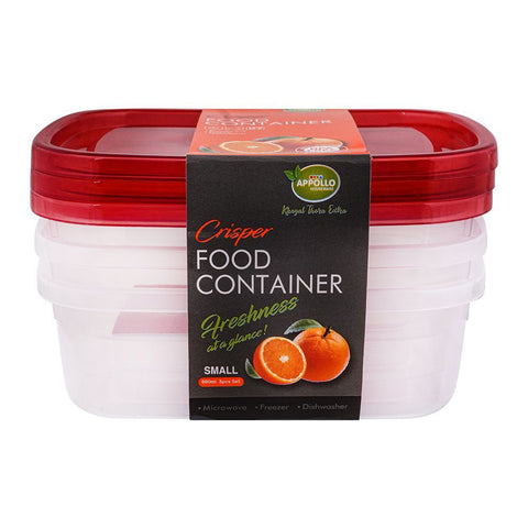 Appollo Crisper Food Containers – 3-Piece Sets in Various Sizes and Colors for Spacious, Airtight, and Stackable Food Storage Solutions