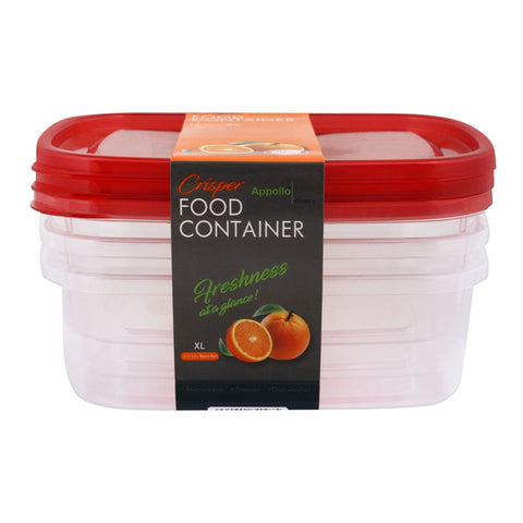 Appollo Crisper Food Containers – 3-Piece Sets in Various Sizes and Colors for Spacious, Airtight, and Stackable Food Storage Solutions