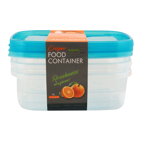 Appollo Crisper Food Containers – 3-Piece Sets in Various Sizes and Colors for Spacious, Airtight, and Stackable Food Storage Solutions