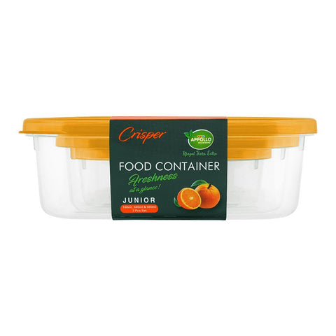 Appollo Crisper Junior Set – 3-Piece Airtight and Stackable Food Storage Containers for Convenient Organization