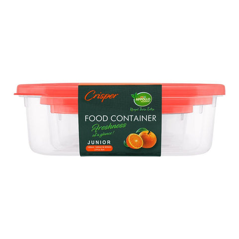 Appollo Crisper Junior Set – 3-Piece Airtight and Stackable Food Storage Containers for Convenient Organization