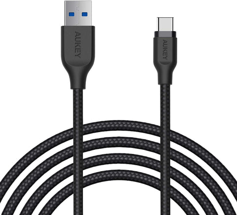 Aukey Braided Nylon USB 3.1 Gen 1 A to C Cable 3.95ft – Durable Braided Nylon, USB 3.1 Gen 1, 3.95 Feet Length – Chargers & Cables | Ideal for High-Speed Data Transfer