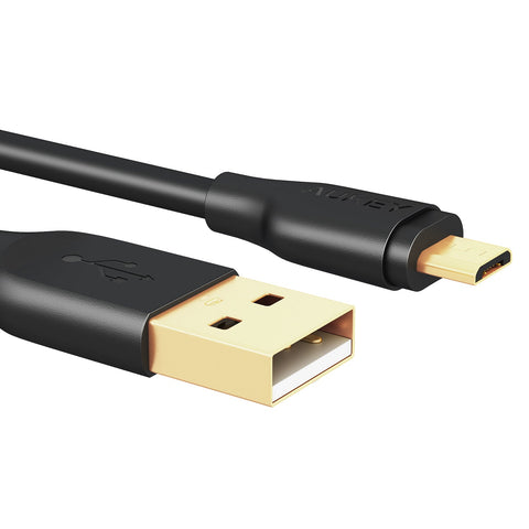 Aukey Gold-plated Reinforced Qualcomm Quick Charge 2.0/3.0 Micro USB Cable 2M – Quick Charge 2.0/3.0, Gold-plated, 2 Meter Length – Chargers & Cables | Ideal for Fast Charging