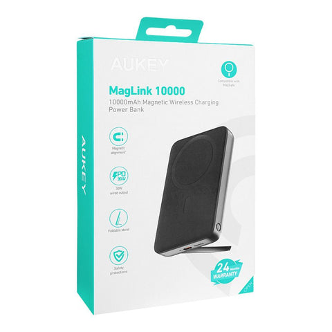 Aukey Power Bank PB-MS02 – 10000mAh Capacity, Magnetic Wireless Charging, Compact – Phone & Tablet | Advanced Charging Solution, Power Banks