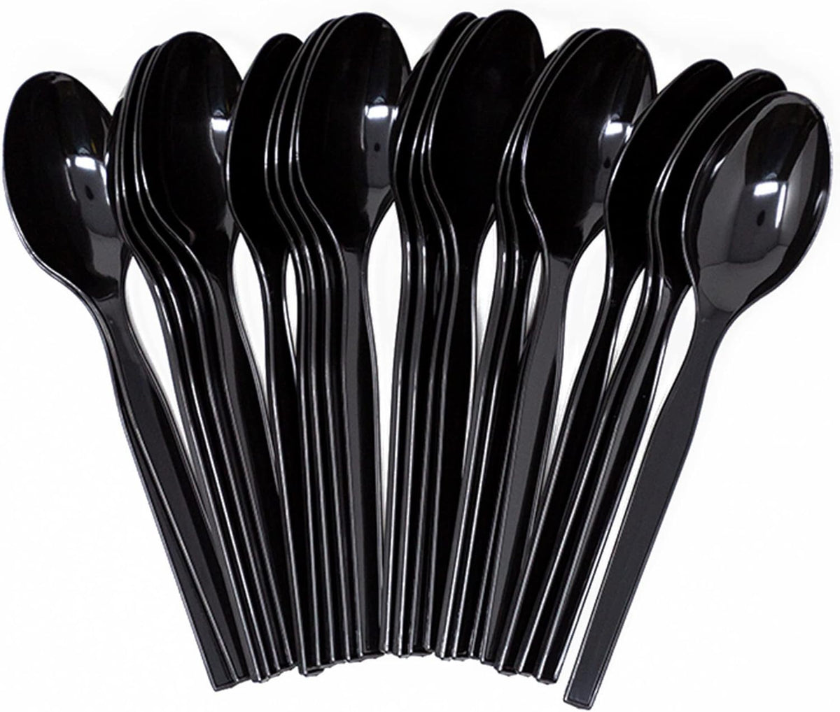 Black Plastic Executive Spoons – Sleek Black Design, Durable Plastic, Ideal for Events – Disposable Spoons | Perfect for Upscale Occasions