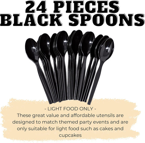 Black Plastic Executive Spoons – Sleek Black Design, Durable Plastic, Ideal for Events – Disposable Spoons | Perfect for Upscale Occasions